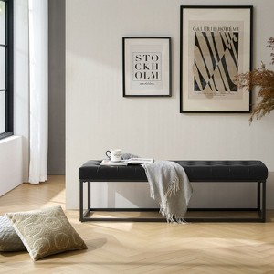 Patricio Mid-century Modern Vegan Leather Bench|ARTFUL LIVING DESIGN - 1 of 4