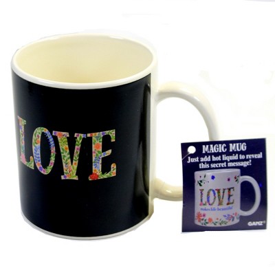 Tabletop 3.75&quot; Black Magic Mug Flowers Mug Secret Message