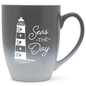 Elanze Designs Seas The Day Two Toned Ombre Matte Grey and White 12 ounce Ceramic Stoneware Coffee Cup Mug - 1 of 4