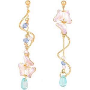 Blossoming Sakura Drop Earrings - Flowing Pearl Tassel with Delicate Pink Petals for an Elegant Look - 1 of 4