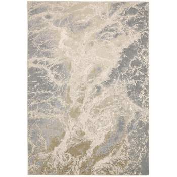 Aura Modern Abstract Ivory/Silver/Gold Area Rug