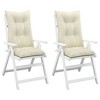 vidaXL Highback Chair Cushion Set of 2 Cream Polyester, PP hollow fiber - 4 of 4