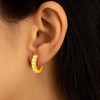 18K Gold Plated Copper Plated Mini CZ Lace Ear Hoops Elegant Style - 3 of 4
