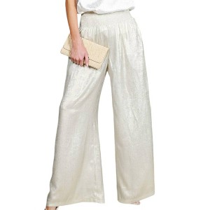 Women's Elastic Smocked Waist Band Pants - Vine & Love - 1 of 3