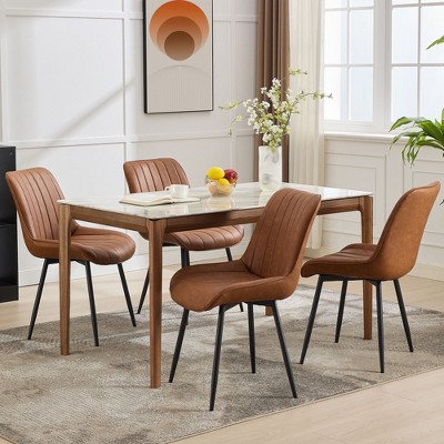 Coucheta 2-Pack Upholstered Dining Chairs - Modern Faux Leather with Padded Seat & Metal Legs for Restaurant/Cafe