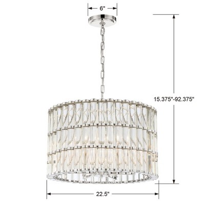 Elliot Polished Nickel 6-Light Chandelier with Clear Glass Beads