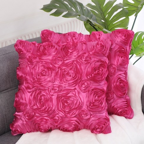 Pink flower throw discount pillow