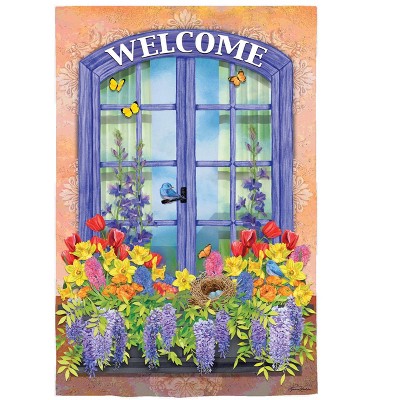 Welcome Floral Suede House Flag : Target