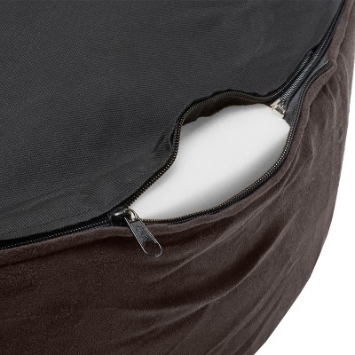 Espresso Orthopedic Foam Bolster Dog Bed with Removable Cover