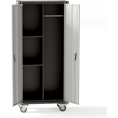 Storage Metal Cabinet 71" with Doors and 2 Shelves - Adjustable 4 Feet, Lock Cabinet, Tall Storage for Pantry, Garage, Craft, Bedroom, Office, Shop