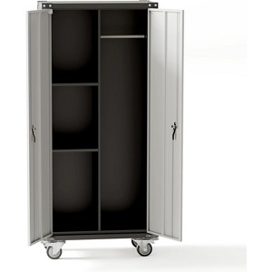 Storage Metal Cabinet 71" with Doors and 2 Shelves - Adjustable 4 Feet, Lock Cabinet, Tall Storage for Pantry, Garage, Craft, Bedroom, Office, Shop - 1 of 4
