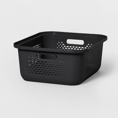 Image of Short Sliding Storage Bin Matte Plastic Black - Brightroom™