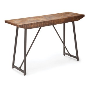 Walden Parquet Sofa Table Gray/Natural - Steve Silver Co.: Industrial Iron Base, Entryway, Sled Style - 1 of 3