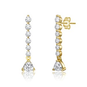 Guili 0.76ct 14k Gold Plated Linear Dangle Journey Earrings with Lab-Created Moissanite – Elegant & Timeless Design - 1 of 2