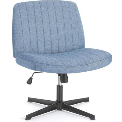RISOKEYS Armless Wide Desk Chair With Criss Cross Legs,No Wheels, Swivel Vanity Height Adjustable Fabric Modern Computer Task Seating For Home