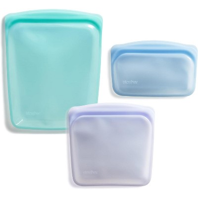 Premium Silicone Reusable Food Storage Bags, 4-Pack Clear Multi-Use Lunch Bags