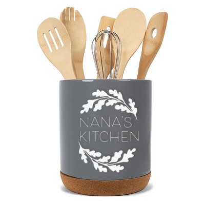 Elanze Designs Nana's Kitchen Grey X-Large Cork Bottom Kitchen Utensil Holder