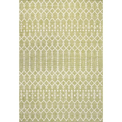 Boho-Chic Moroccan Tribal Geometric Black 9' x 12' Outdoor Area Rug