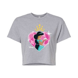 Women's - Disney Princess - Jasmine Heart Cropped Graphic T-Shirt - 1 of 4