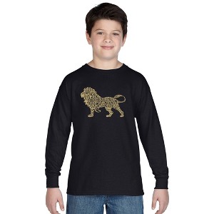 LA Pop Art Boy's Word Art Long Sleeve - Lion - 1 of 4
