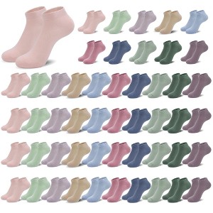 GENTLEAGU Women's Thin Ankle Assorted Color Socks - Low-Cut Viscose Bamboo Lightweight & Breathable Wholesale Family Bulk Pack - 1 of 4
