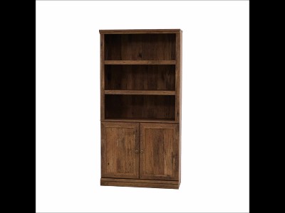 Lintel Oak 5-Shelf Adjustable Bookcase with Doors