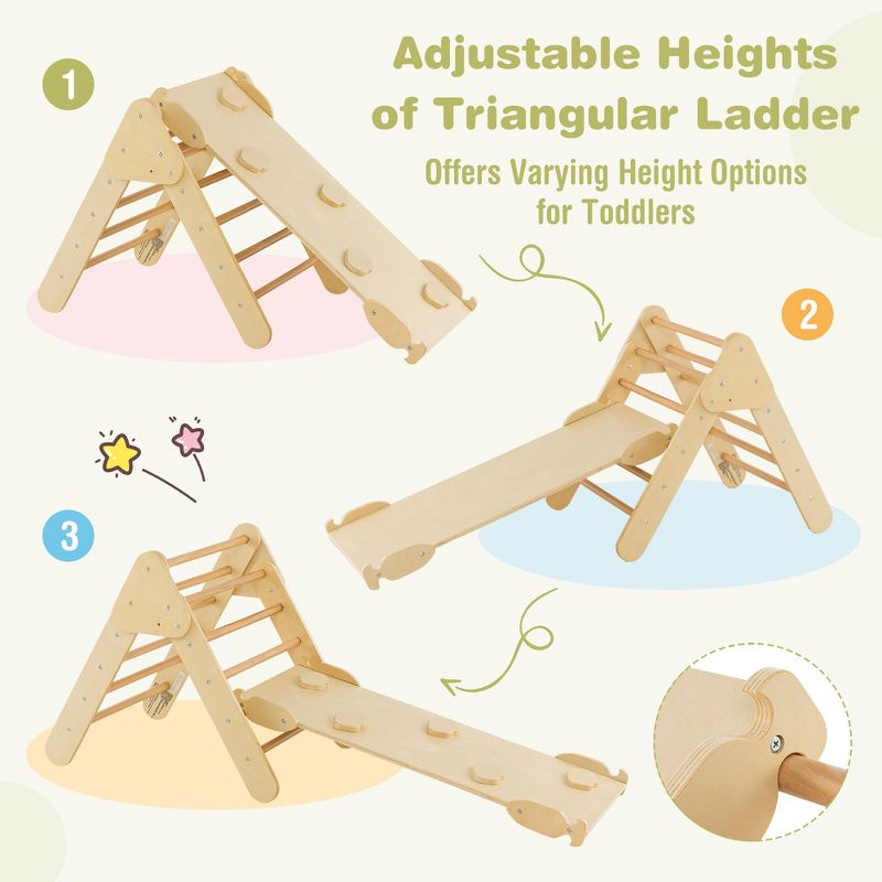 Costway 3-in-1 Kids Climber Set Toddler Wooden Play Arch with Sliding and Climbing Ramp, 5 of 11