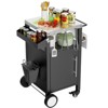 Outdoor Grill Cart with Stainless Steel Top, Rolling Kitchen Island on Wheels with Storage, Patio Bar Cart with Hooks for Backyard Garden - 2 of 4
