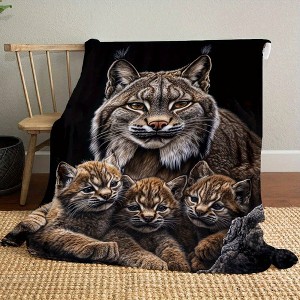 Canada Lynx Printed Pattern Seasonal Car Nap Blanket, Fleece Material, Christmas Gift. - 1 of 4