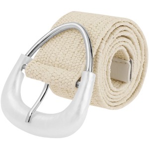INSPIRE CHIC Women Woven Wide Stretch Straw Rattan Triangle Buckle Elastic Belts Waistband 1Pc - 1 of 4
