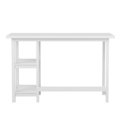 White Wood Grain Home Office Trestle Desk with Shelves