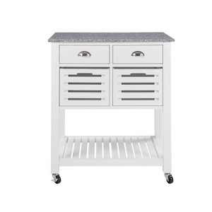FONTOI Mobile Rolling Kitchen Island, Trolley Serving Cart with Underneath Drawer & Slide-Out Wire Storage Basket, White, 22.05"*36.07"*29.93" - 1 of 4