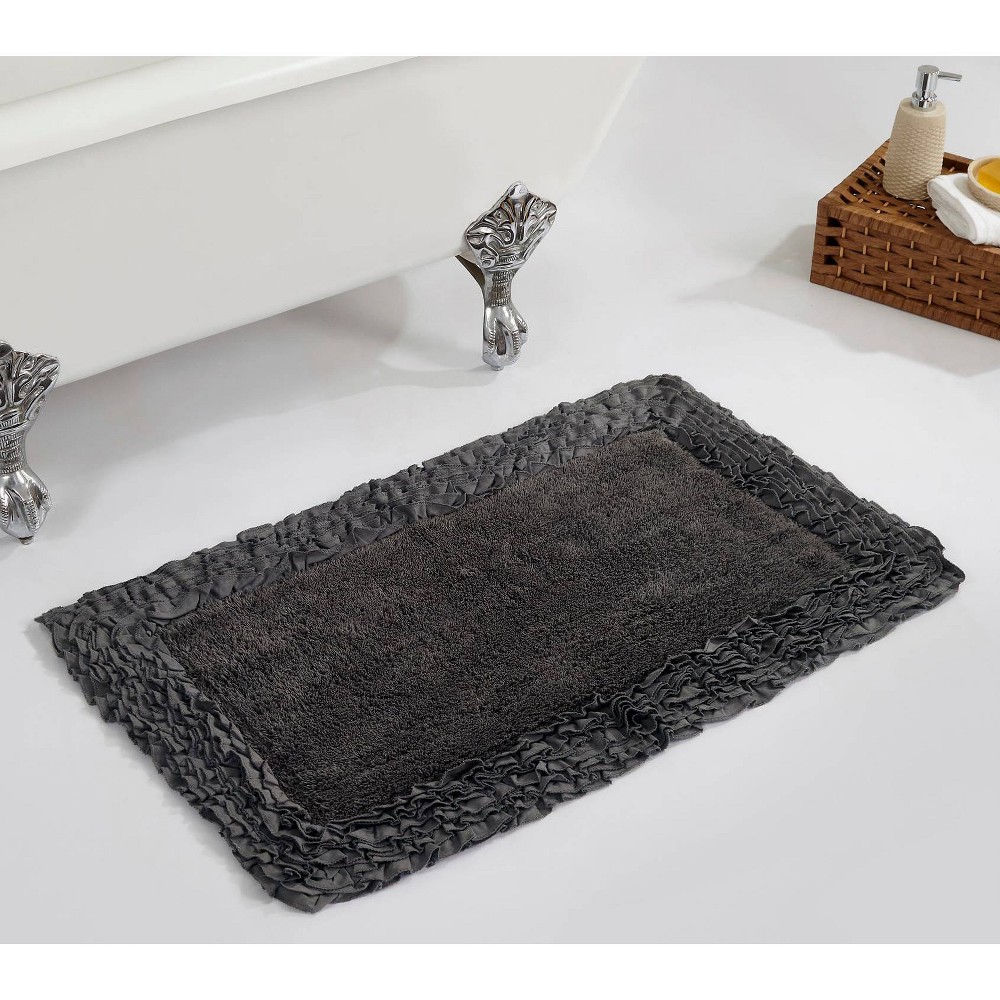 Photos - Bath Mat 21"x34" Shaggy Border Collection Bath Rug Gray - Better Trends