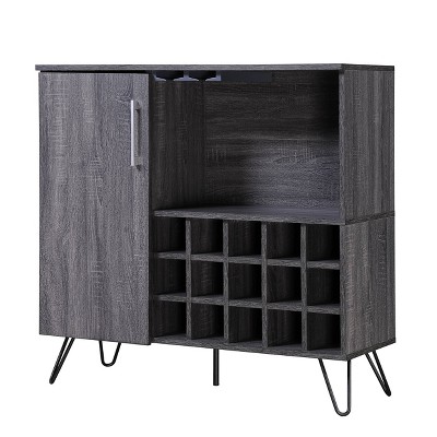 Lochner Mid Century Wine and Bar Cabinet Sonoma Gray Oak- Christopher Knight Home