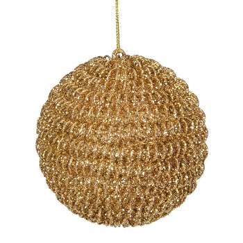 Northlight 4" Gold Glitter Spiral Coiled Wire Christmas Ball Ornament