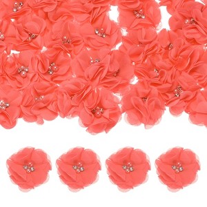 Unique Bargains Mesh Fabric Rhinestone Pearl Chiffon Flowers 2.17 x 2.17 Inch - 1 of 4