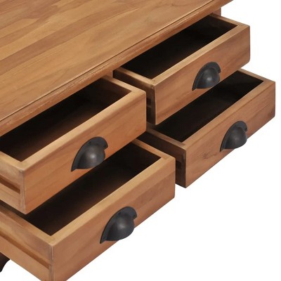 Rustic Charm Solid Teak Wood Coffee Table with Storage