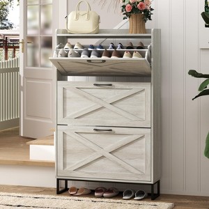 Shoe Storage Cabinet with 3 Flip Drawers - 1 of 4