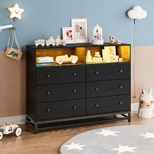 black and light wood dresser Tristan Black and Dark Brown Fluted Wood Dresser