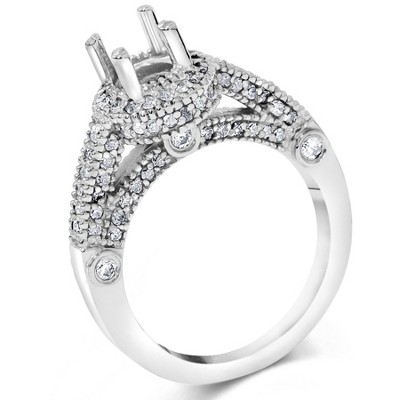 Pompeii3 3/4ct Vintage Halo Ring Setting 14K White Gold