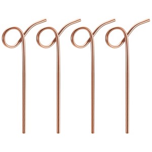 Unique Bargains 304 Stainless Steel Durable Heat Resistant Curly Shaped Design Drinking Straw 4 Pcs - 1 of 4