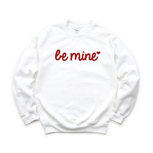 Simply Sage Market Women's Graphic Sweatshirt Be Mine Cursive Heart - 1 of 3