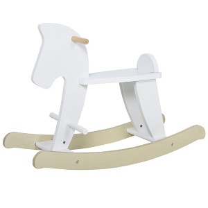 Qaba Wooden Rocking Horse Toddler Baby Ride-on Toys for Kids 1-3 Years with Classic Design & Solid Workmanship, White - 1 of 4
