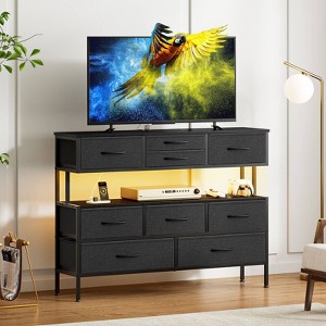 WOWLIVE 9 Dresser TV Stand with Charging Station and LED Lights, Entertainment Center for Living Room Bedroom - 1 of 4