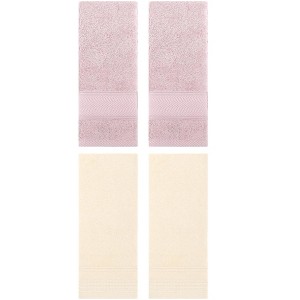 REGALWOVEN 4 Pcs Striped Comfortable Quick Drying Non-Linting Hand Towel 14" x 30" - 1 of 4