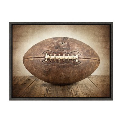 18" x 24" Sylvie Vintage Football Framed Canvas By Shawn St. Peter Gray - DesignOvation