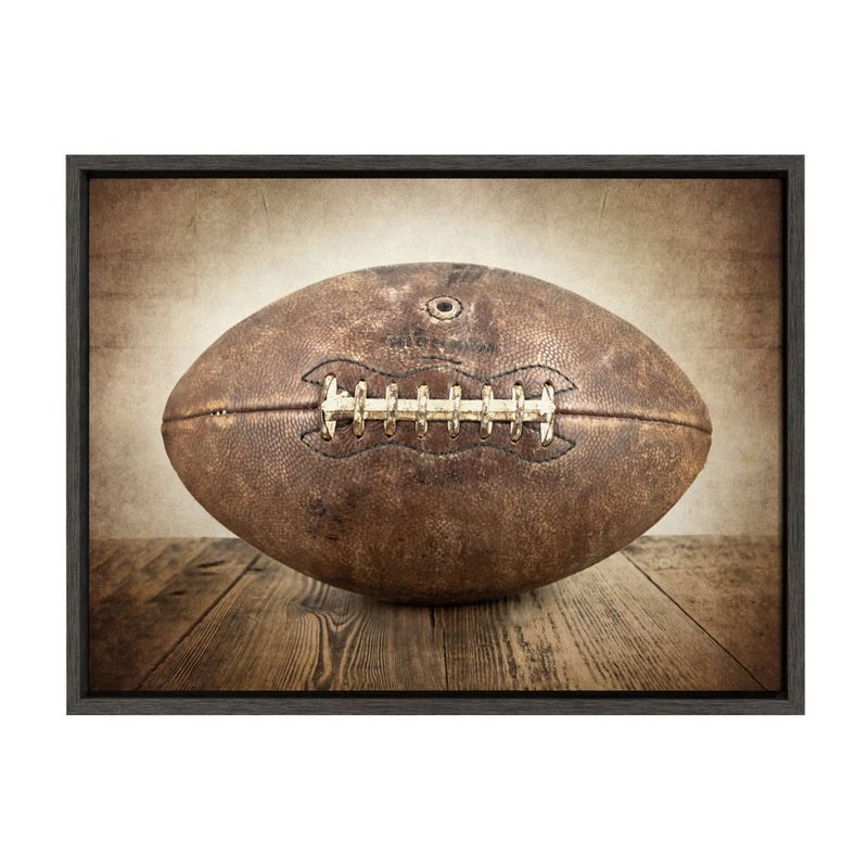 18&#34; x 24&#34; Sylvie Vintage Football Framed Canvas By Shawn St. Peter Gray?Green - DesignOvation, 1 of 10