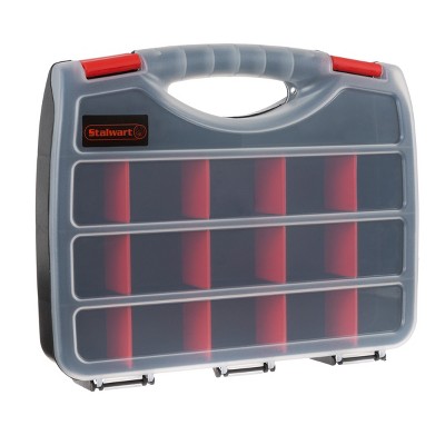 Portable Storage Case- Secure Locks and 17 Compartments with Removable Dividers for Hardware, Screws, Bolts, Nails by Fleming Supply