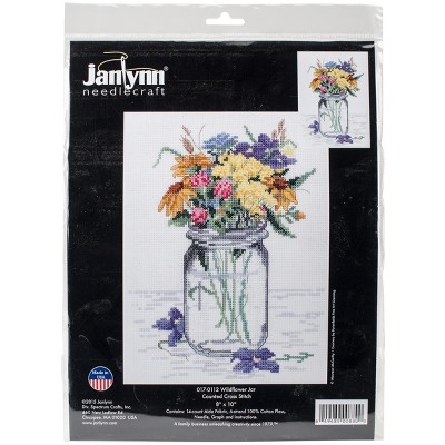 Janlynn Counted Cross Stitch Kit 8"X10"-Wildflower Jar (14 Count)