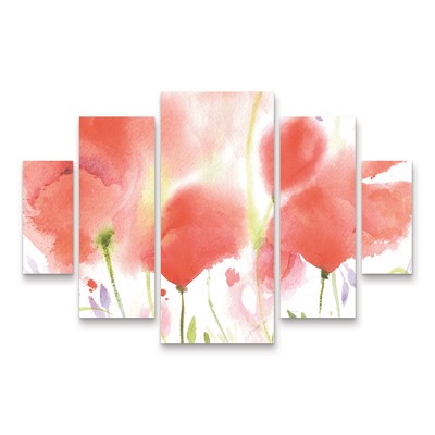Trademark Fine Art Sheila Golden Poppy Perfection 5 Piece Panel Set Art
